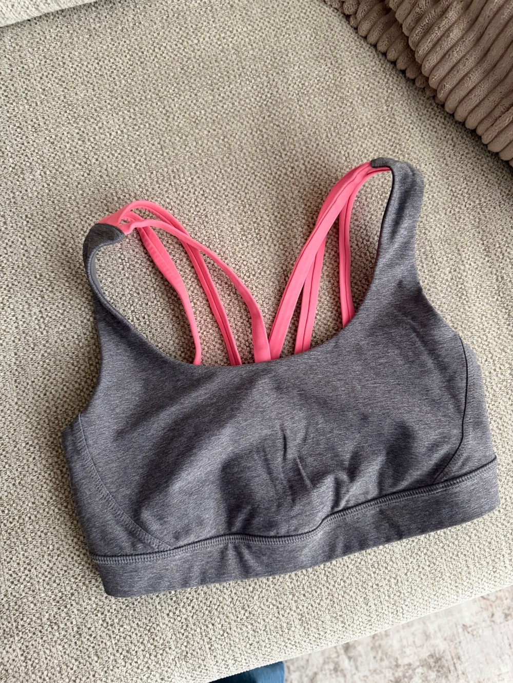 Women's Gray & Pink Strappy Sports Bra - lululemon